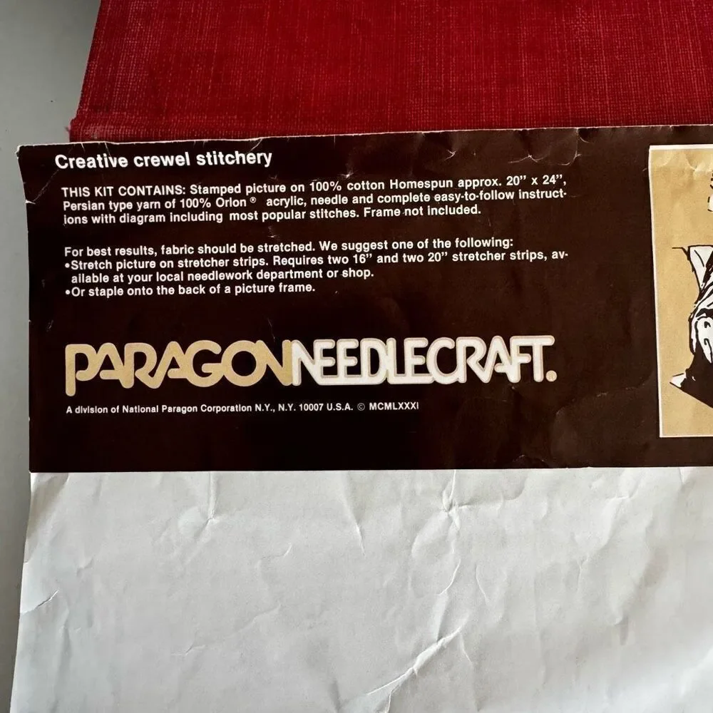 1991 Paragon Creative Crewel Kit Apple Picken’s Opened